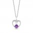 Hallmark Diamonds Amethyst Heart Necklace 1/10 ct tw Round-Cut Sterling Silver 18"