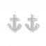 Anchor Earrings 1/8 ct tw Diamonds Sterling Silver