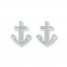 Anchor Earrings 1/8 ct tw Diamonds Sterling Silver