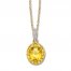 Citrine Necklace with Diamonds 10K Yellow Gold