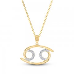 Diamond Cancer Necklace 1/10 ct tw Round-cut 10K Yellow Gold 18"