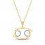 Diamond Cancer Necklace 1/10 ct tw Round-cut 10K Yellow Gold 18"