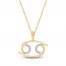 Diamond Cancer Necklace 1/10 ct tw Round-cut 10K Yellow Gold 18"