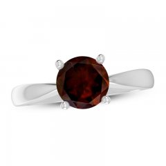 Garnet Solitaire Ring Sterling Silver