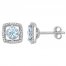 Aquamarine Earrings 1/15 ct tw Diamonds 10K White Gold