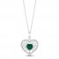 Hallmark Diamonds Tree of Life Lab-Created Emerald Necklace 1/6 ct tw Diamonds Sterling Silver 18"