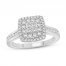 Diamond Engagement Ring 3/4 ct tw Princess/Round-cut 14K White Gold