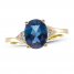 London Blue Topaz & 1/15 ct tw Diamond Ring 10K Yellow Gold