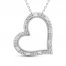 Diamond Heart Necklace 1/2 ct tw Round & Baguette-cut 14K White Gold 18"