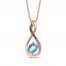 Le Vian Diamond & Blue Topaz Necklace 1/6 ct tw 14K Strawberry Gold 18"