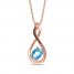 Le Vian Diamond & Blue Topaz Necklace 1/6 ct tw 14K Strawberry Gold 18"