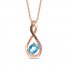 Le Vian Diamond & Blue Topaz Necklace 1/6 ct tw 14K Strawberry Gold 18"