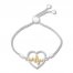 Diamond Heartbeat Bolo Bracelet Sterling Silver/10K Gold