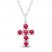 Lab-Created Ruby Cross Necklace Sterling Silver 18"