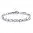 White Lab-Created Sapphire Fashion Bracelet Sterling Silver 7.5"