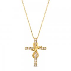 Le Vian Diamond Cross Necklace 1/2 ct tw 14K Honey Gold 18"
