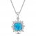 Luminous Cut Swiss Blue Topaz & White Topaz Starburst Necklace Sterling Silver 18"