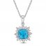 Luminous Cut Swiss Blue Topaz & White Topaz Starburst Necklace Sterling Silver 18"