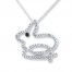 Rabbit Necklace Diamond Accents Sterling Silver