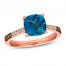Le Vian Blue Topaz & Diamond Ring 1/6 ct tw 14K Strawberry Gold