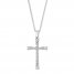 Diamond Cross Necklace 3/8 ct tw Round/Baguette 10K White Gold