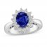 Blue & White Lab-Created Sapphire Ring Sterling Silver