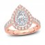 Multi-Diamond Engagement Ring 1-1/2 ct tw Pear/Round-Cut 14K Rose Gold