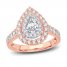 Multi-Diamond Engagement Ring 1-1/2 ct tw Pear/Round-Cut 14K Rose Gold