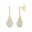 By Women For Women Diamond Lotus Drop Earrings 1/3 ct tw Round-cut 10K Yellow Gold