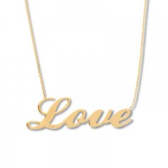 "Love" Necklace 14K Yellow Gold 16" to 18" Adjustable