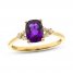 Amethyst & Diamond Ring 1/20 ct tw Cushion/Round-Cut 10K Yellow Gold