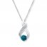 Diamond Necklace 1/6 ct tw Blue/White 10K White Gold