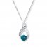 Diamond Necklace 1/6 ct tw Blue/White 10K White Gold