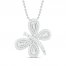 Diamond Butterfly Necklace 1/4 ct tw Round-cut Sterling Silver 18"