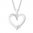 Heart Necklace with Diamonds Sterling Silver