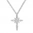 Diamond Cross Necklace 1/8 ct tw Round-cut 10K White Gold