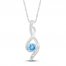 Blue Topaz & Diamond Necklace 10K White Gold 18"