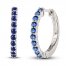 Blue Lab-Created Sapphire Dainty Hoop Earrings Sterling Silver