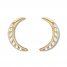 Crescent Moon Earrings 1/10 ct tw Diamonds 10K Yellow Gold