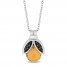 Disney Treasures Winnie the Pooh Citrine & Black Diamond Necklace 1/20 ct tw Sterling Silver 17"