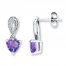 Amethyst Heart Earrings With Diamond Accents Sterling Silver