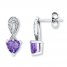Amethyst Heart Earrings With Diamond Accents Sterling Silver