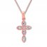 Diamond Cross Necklace 1/10 ct tw 10K Rose Gold