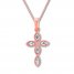 Diamond Cross Necklace 1/10 ct tw 10K Rose Gold