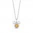 Disney Treasures Mickey Mouse Citrine & Diamond Necklace Sterling Silver 17"