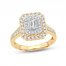 Diamond Engagement Ring 1-1/4 ct tw Emerald/Round-Cut 14K Yellow Gold