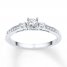 Three-Stone Promise Ring 1/6 ct tw Diamonds 10K White Gold