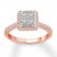 Diamond Engagement Ring 1 ct tw Princess/Round 14K Rose Gold