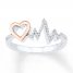 Heartbeat Ring 1/8 ct tw Diamonds Sterling Silver/10K Rose Gold