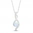 Lab-Created Opal & Diamond Necklace 10K White Gold 18"